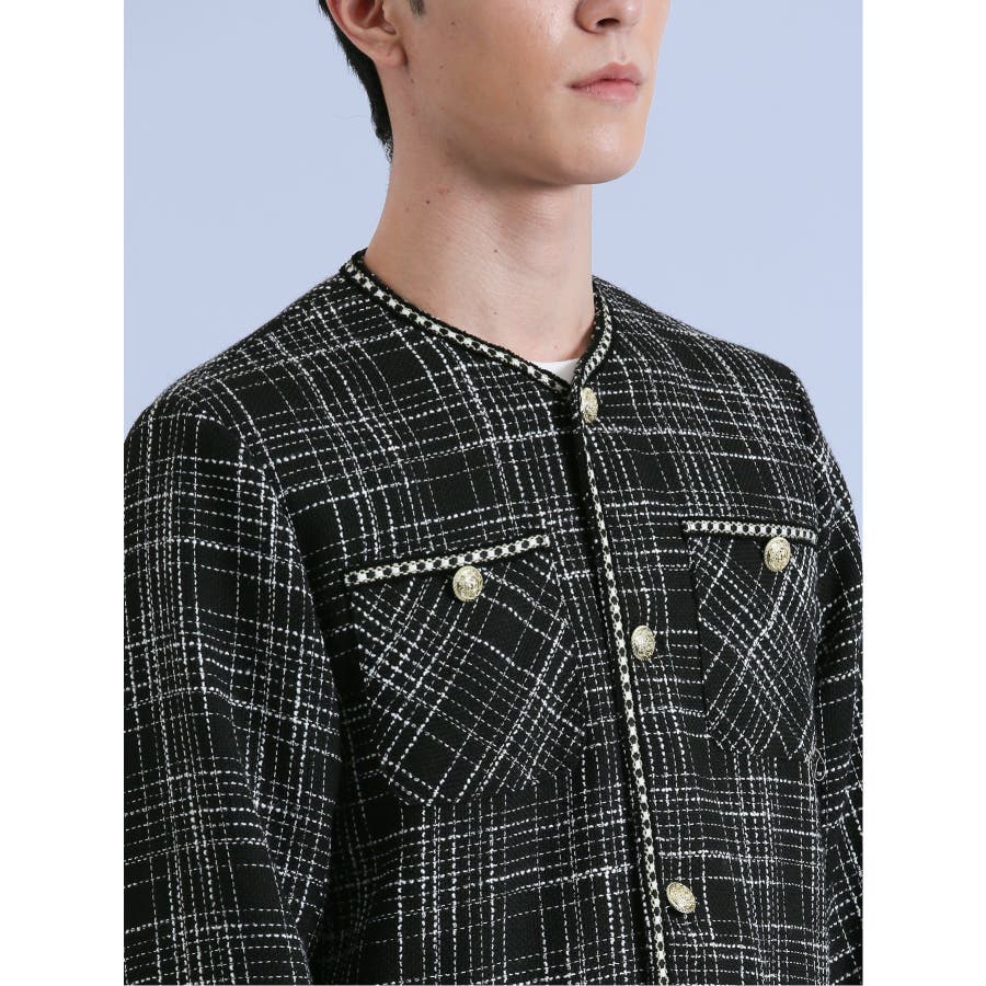 ツイード調 ノーカラージャケット[品番：TKQJ0019929]｜TAKA-Q  MEN（タカキュー）のメンズファッション通販｜SHOPLIST（ショップリスト）