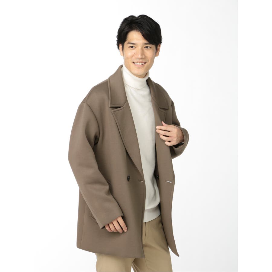 オーバーサイズ ニット ダブルブレスト ハーフコート[品番