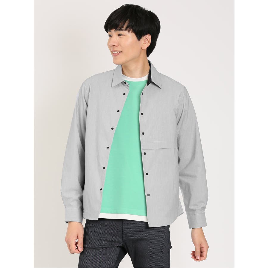 ストレッチ スナップボタン シャツアウター[品番：TKQJ0018290