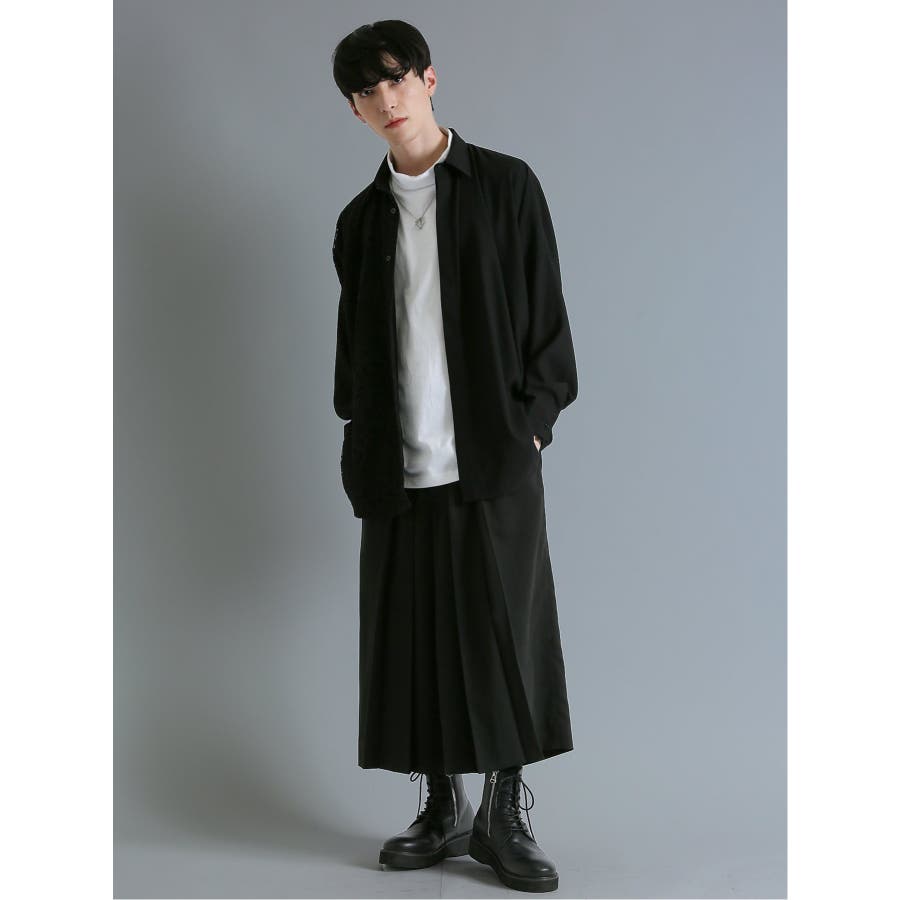 レース切替 長袖BIGシャツ[品番：TKQJ0018669]｜TAKA-Q MEN