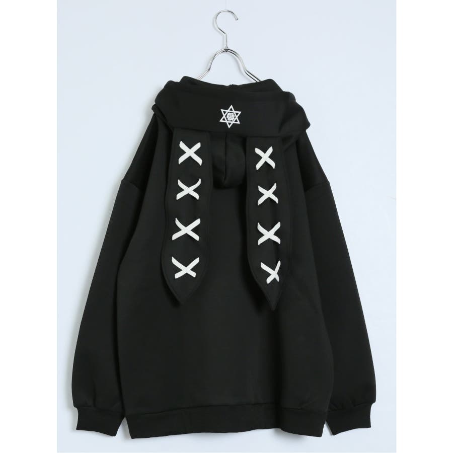 SD×PSYCHONATION うさ耳レースアップ ZIPパーカー[品番