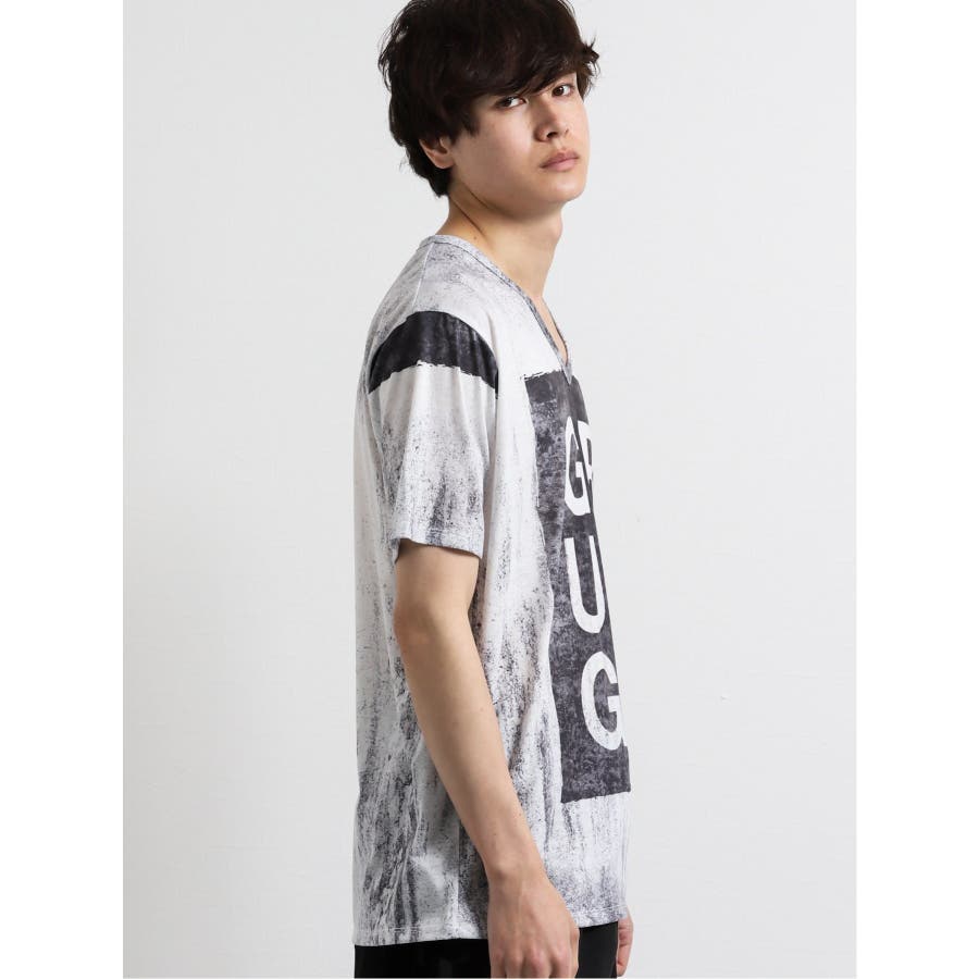 【未使用品】 シェラック/SHELLAC Vネック半袖Tシャツ[品番 グランジプリント トップス