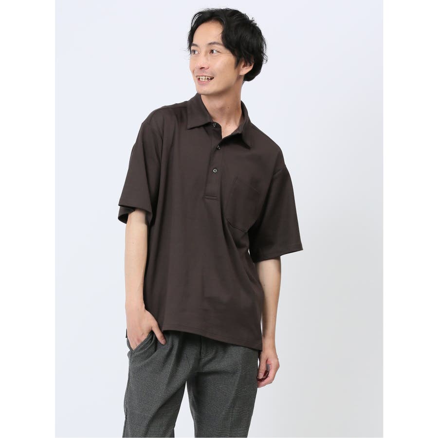 綿ストレッチ オーバーサイズ 半袖ポロシャツ[品番：TKQJ0022889