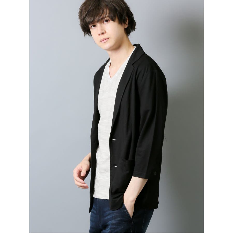 接触冷感 カノコ 7分袖ジャケット メンズ 半袖 ファッション