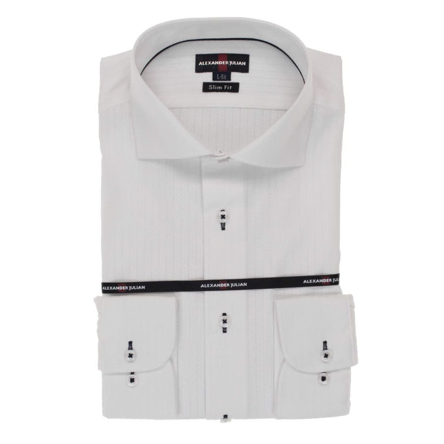 形態安定スリムフィット カラミ織カッタウェイ長袖シャツ[品番