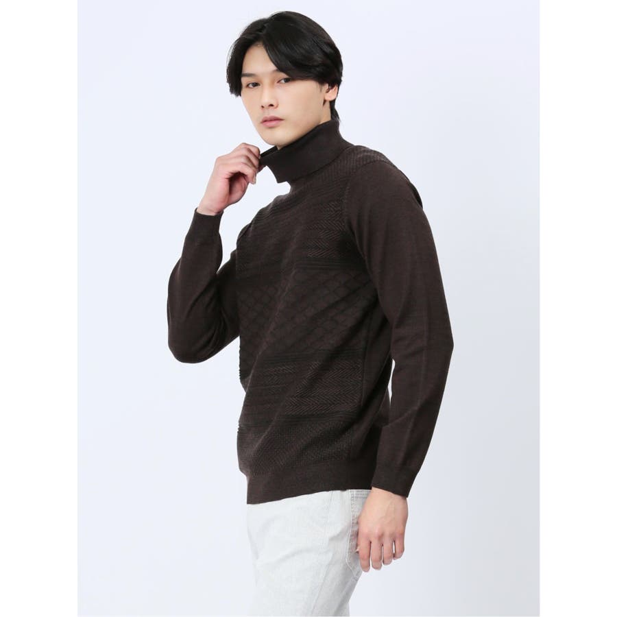 ウール混ボーダージャガード タートルネックニット[品番：TKQJ0020121]｜TAKA-Q  MEN（タカキュー）のメンズファッション通販｜SHOPLIST（ショップリスト）