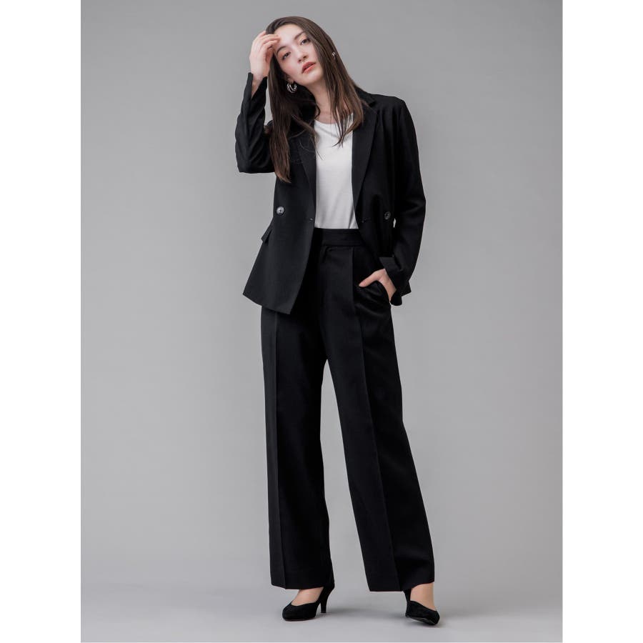 麻調合繊 ダブルジャケット 黒(セットアップ可能)[品番：TKQJ0010890