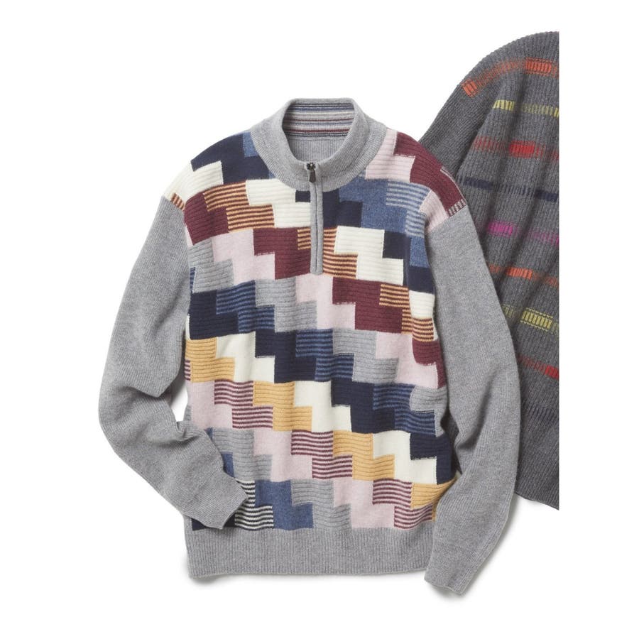 Grand Back ピュアカシミヤ ジャガードハーフzipニット 品番 Tkqj Taka Q Men ー のメンズ ファッション通販 Shoplist ショップリスト