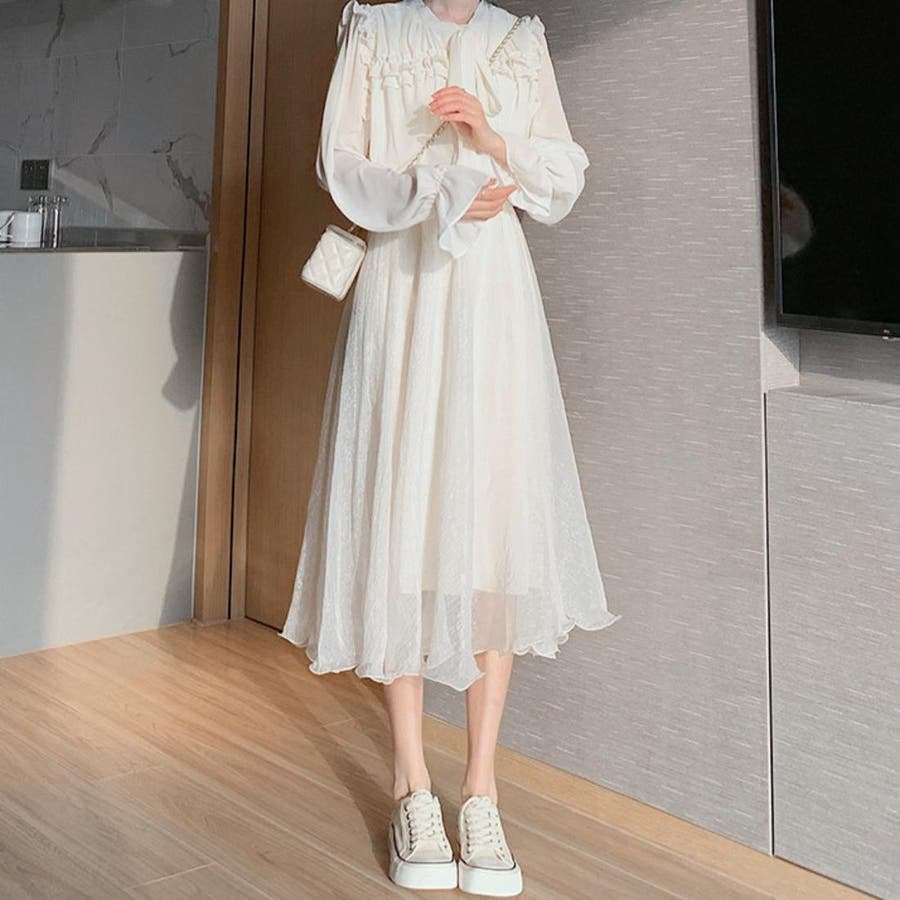 最高品質の 繊細に揺れるシフォンロングスカート ロングスカート Aライン Lサイズ