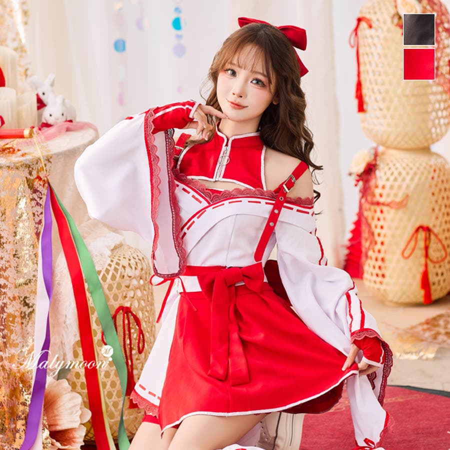スポーティージップ巫女コスチューム《オリジナルコスプレ7点セット