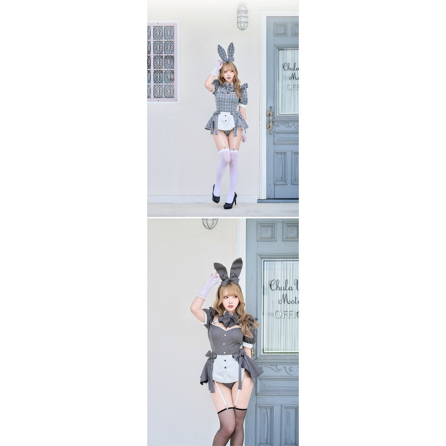 マリームーン マスキュリンバニースーツ グレー×チェック 即日発送】マスキュリンバニースーツ《オリジナルコスプレ7点セット