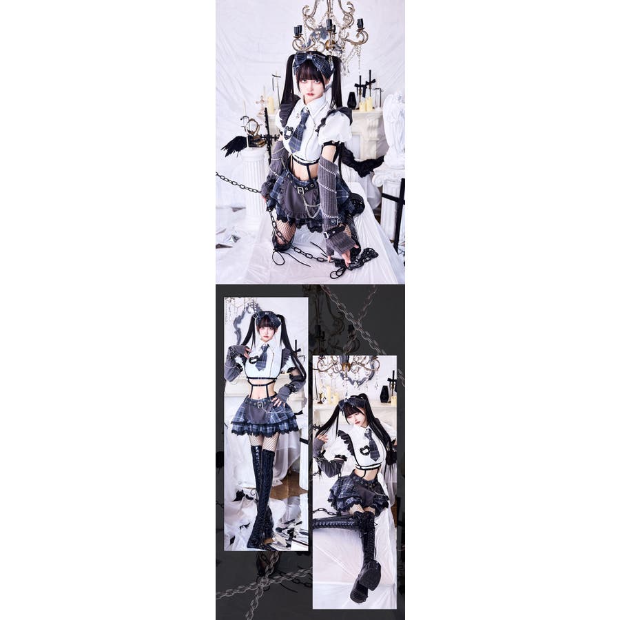 ガーリーチェックパンククラッシュメイド《オリジナルコスプレ12点