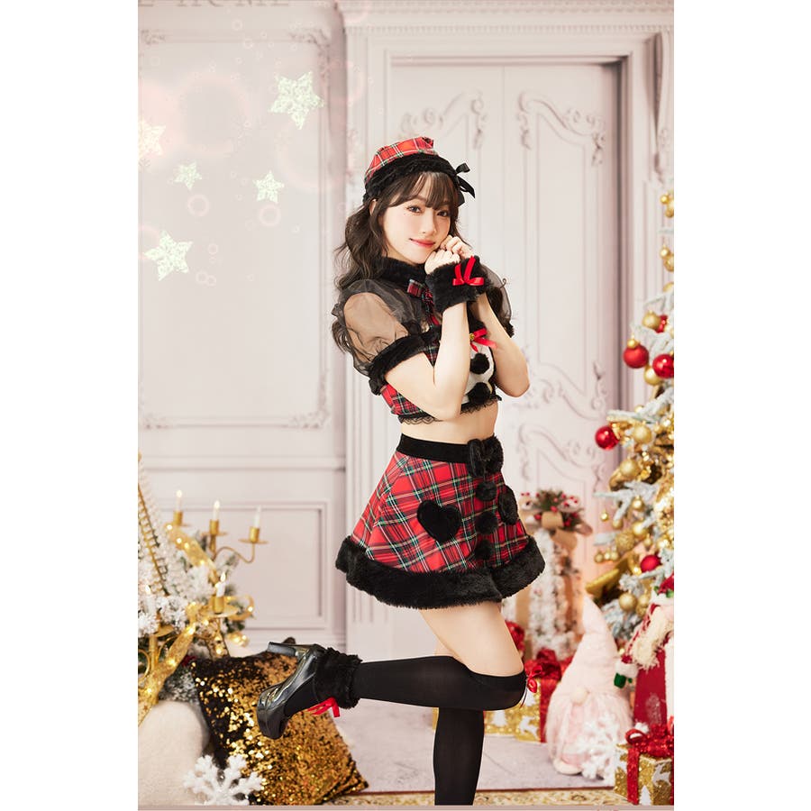 【美品】Malymoon 　タータンチェック サンタ ブラック