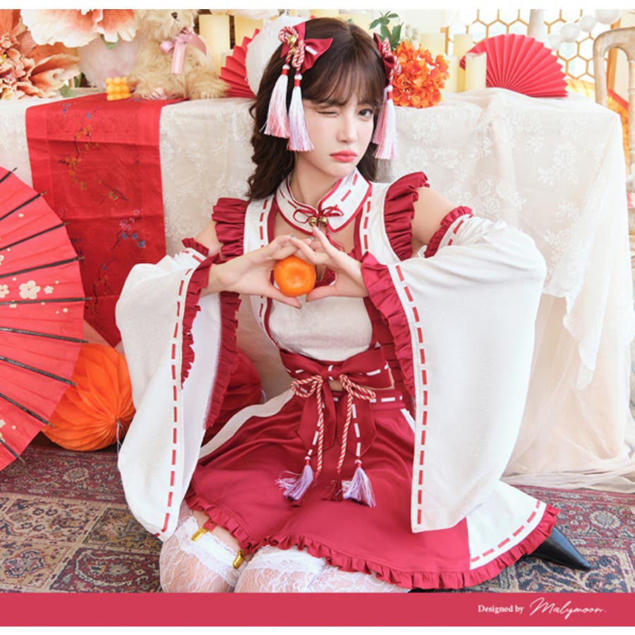 ガーリーリボン巫女コスチューム[品番：MYMT0000603]｜Malymoon