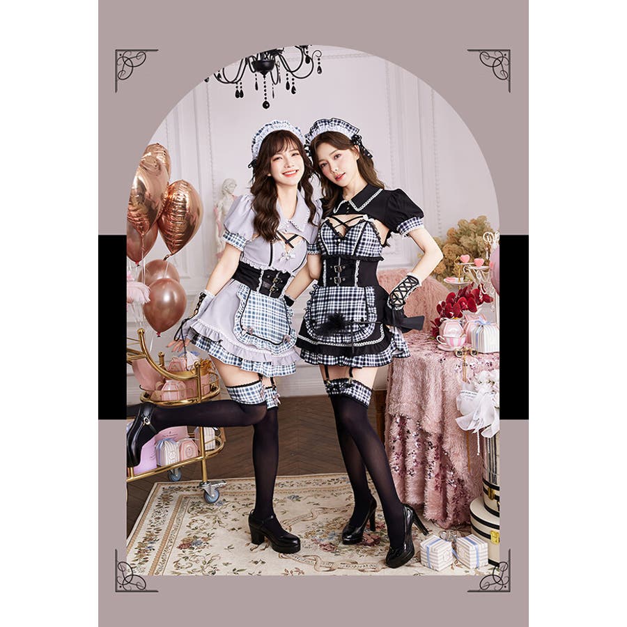 ゴシックチェックメイドドレス[品番：MYMT0000696]｜Malymoon （マリームーン  ）のレディースファッション通販｜SHOPLIST（ショップリスト）