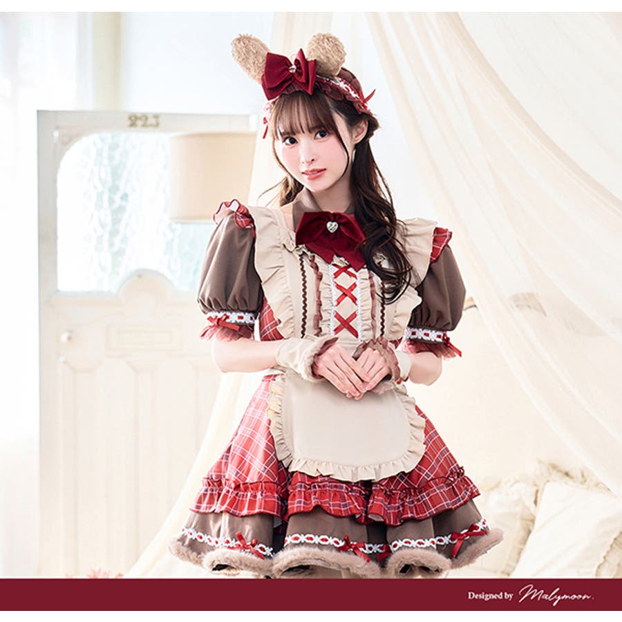 Malymoon チェック柄 メイド服 即日発送】2カラーギンガムチェックメイド《ハロウィンコスプレ8点
