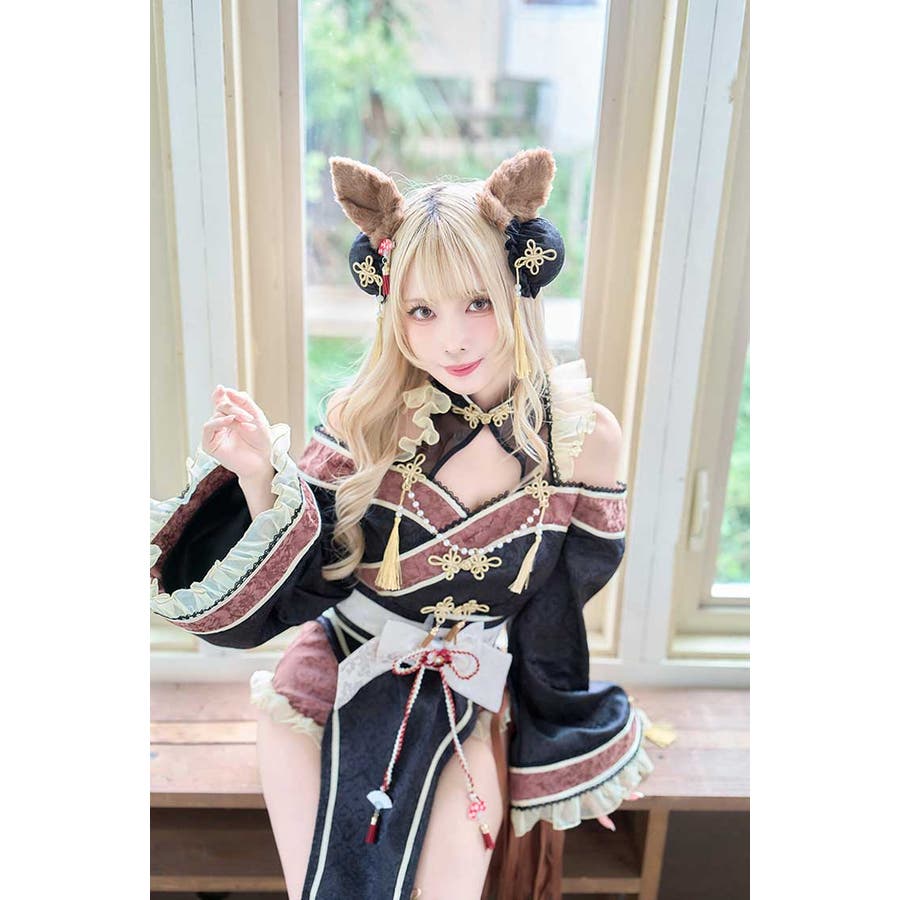 さ*み様 即日発送可能 ブラックチャイナテールホースドレスMalymoon/マリ ブラックチャイナテールホースドレス《オリジナルコスプレ10点セット
