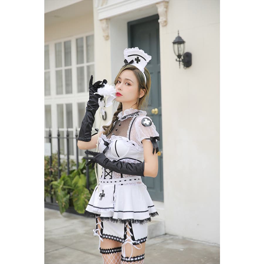 商品画像：即日発送】ゴシックナース2カラー《ハロウィンコスプレ6点セット 2