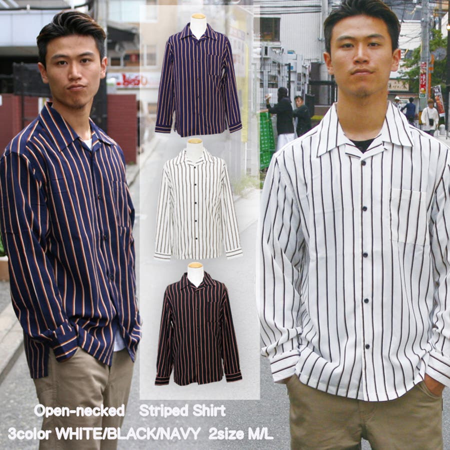 メンズ シャツ 長袖 開襟 ストライプオープンカラー長袖シャツ 品番 Qa Maqua Store マキュアストア のメンズ ファッション通販 Shoplist ショップリスト