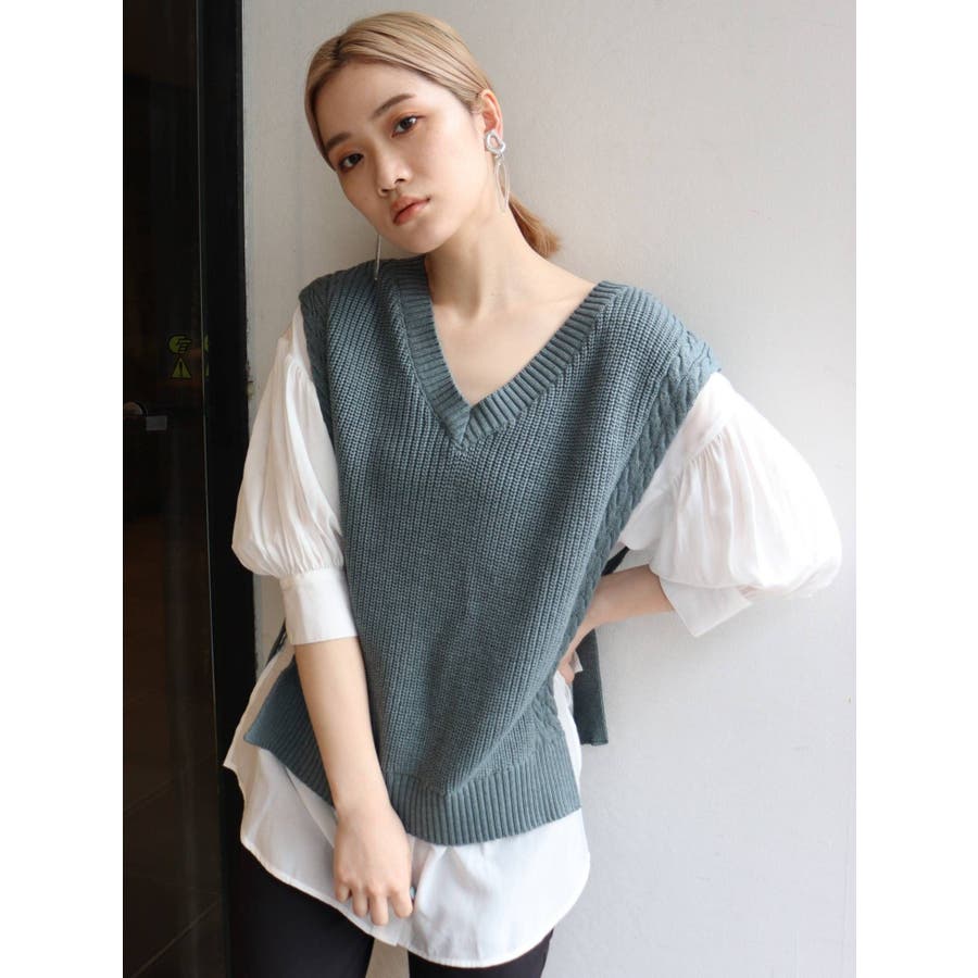 MURUA ベストシャツワンピース【セット販売】（グリーン） -靴