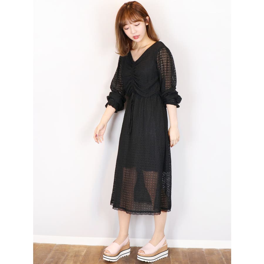 フロントギャザーレースワンピース 品番 Mksw Dazzlin ダズリン のレディースファッション通販 Shoplist ショップリスト