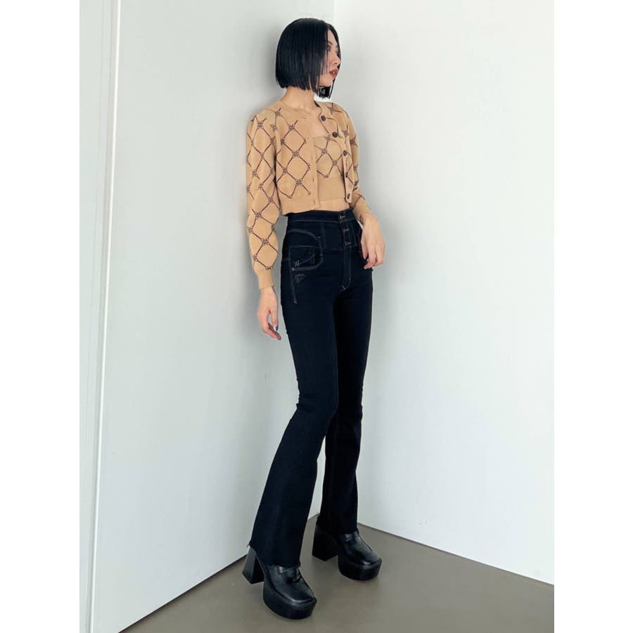 ヘムカットハイウエストフレアパギンス[品番：MKSW0047351