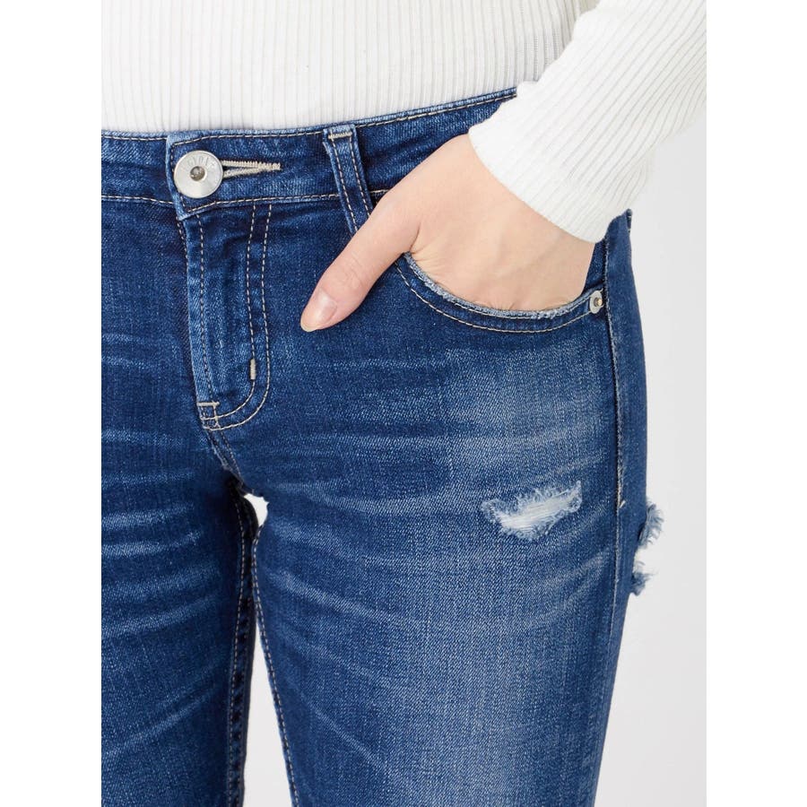 SQUARE BACK RIPPED スキニーデニムパンツ[品番：MKSW0004722