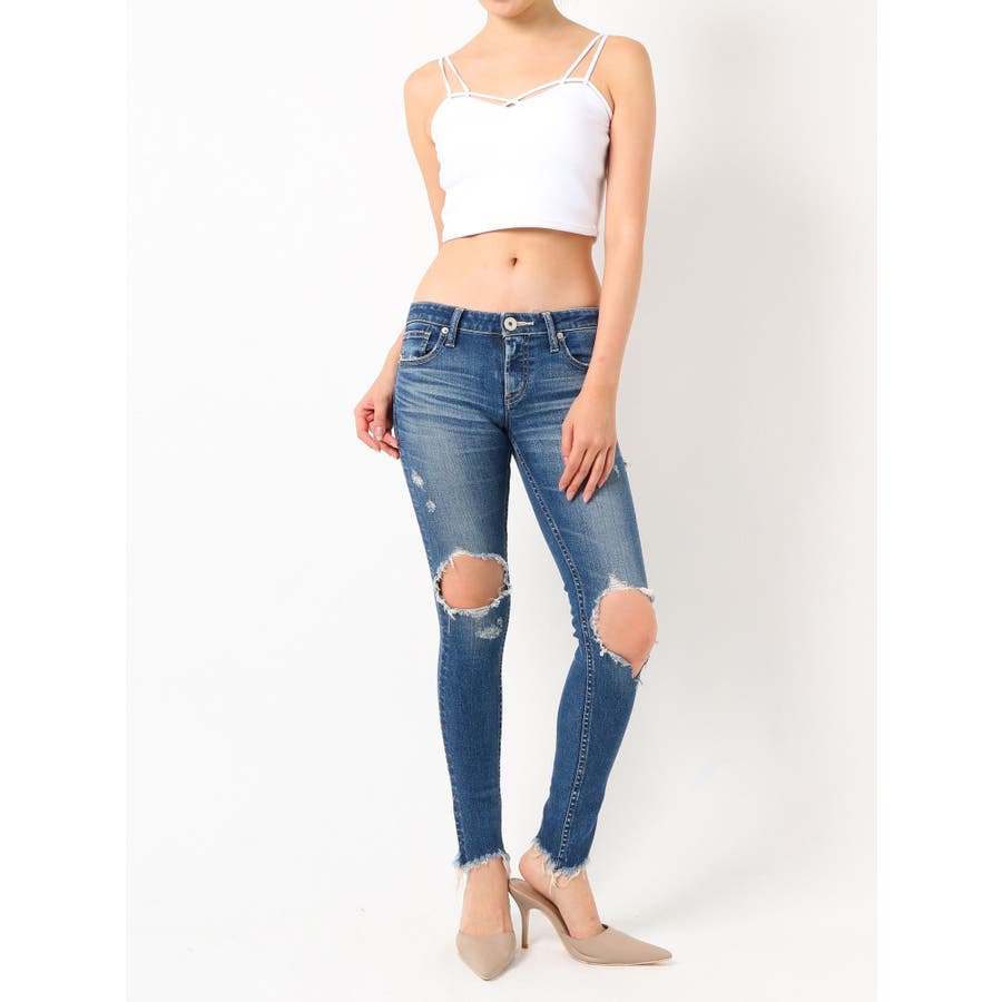 ジェイダ GYDA thigh high cut kneeダメージスキニーデニム