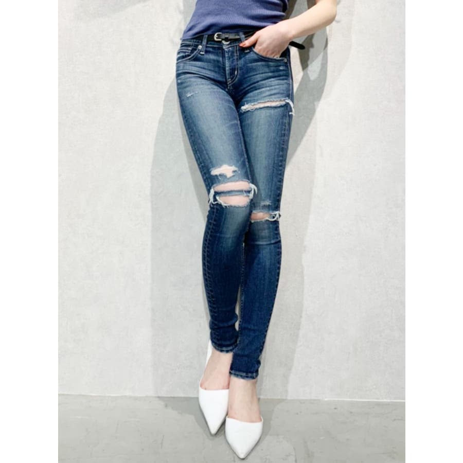 特別価格 thigh high cut kneeダメージスキニーデニムパンツ[品番 パンツ