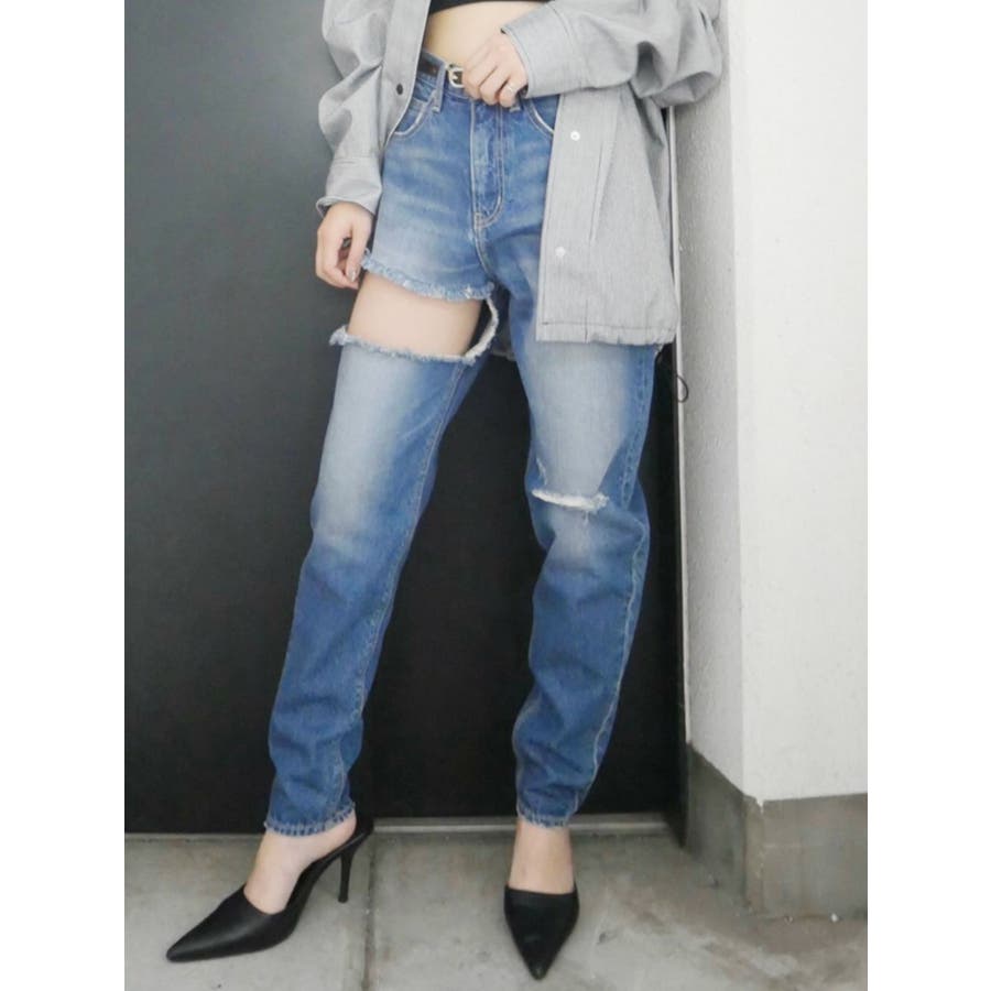 SIDE RIPPEDペグトップデニムパンツ[品番：MKSW0031602]｜GYDA