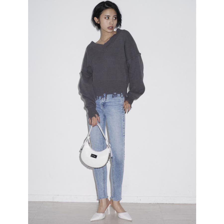 M/W G SQUAREレーザーデザインスキニーデニムパンツ[品番