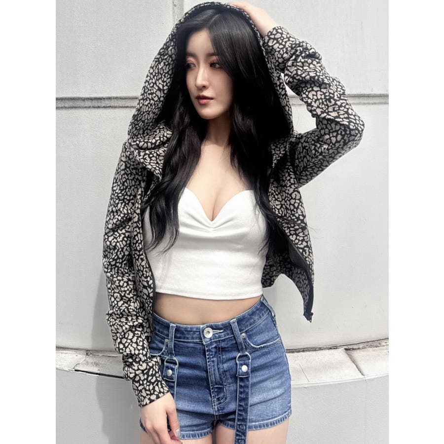 leopard printショートパーカー[品番：MKSW0064441]｜GYDA
