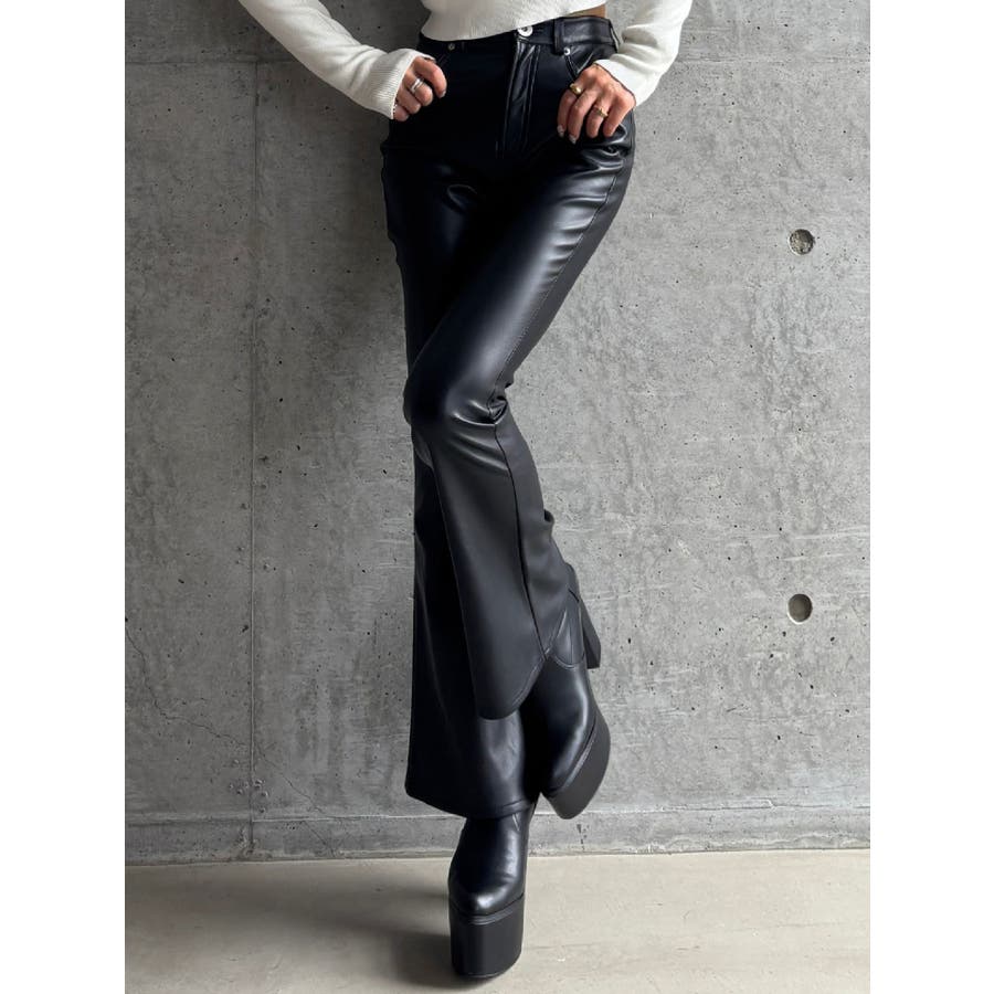 TINY】フェイクレザーフレアパンツ[品番：MKSW0067249]｜GYDA