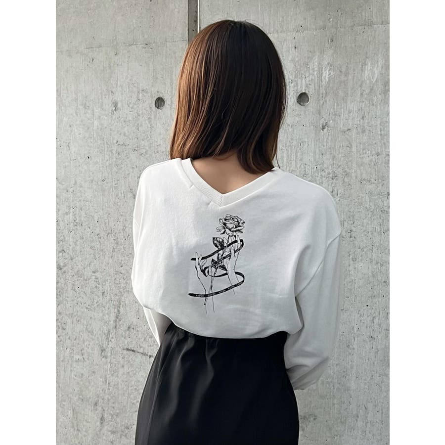 【オフホワイト】ジップスリーブロングTシャツ[品番