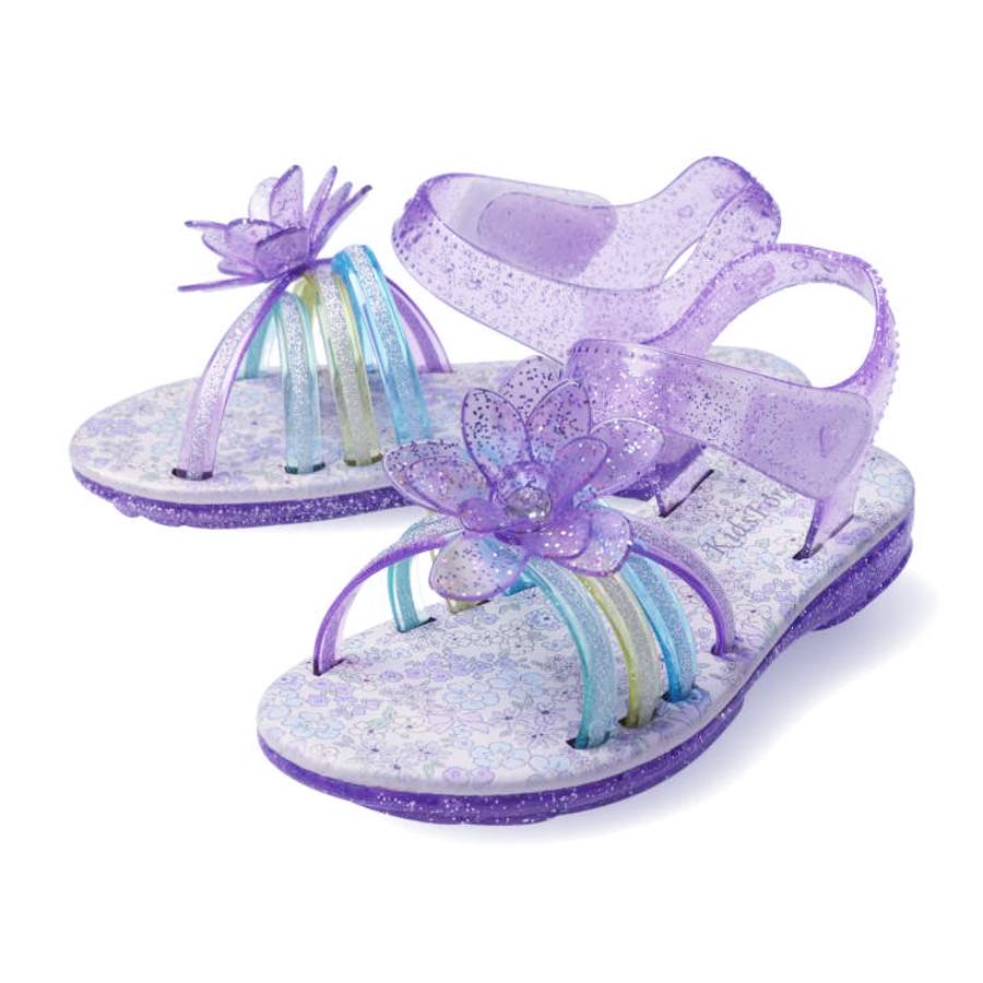 お花付きキラキララメラバーサンダル・靴 15cm～19cm B33501[品番