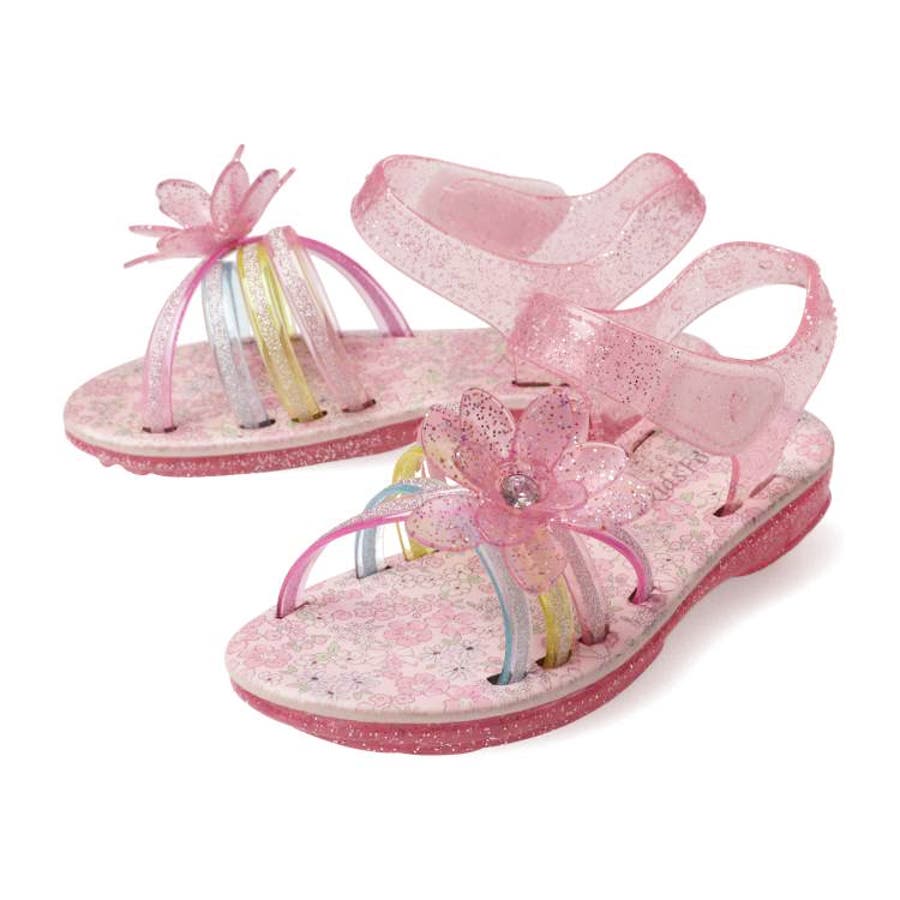 お花付きキラキララメラバーサンダル・靴 15cm～19cm B33501[品番