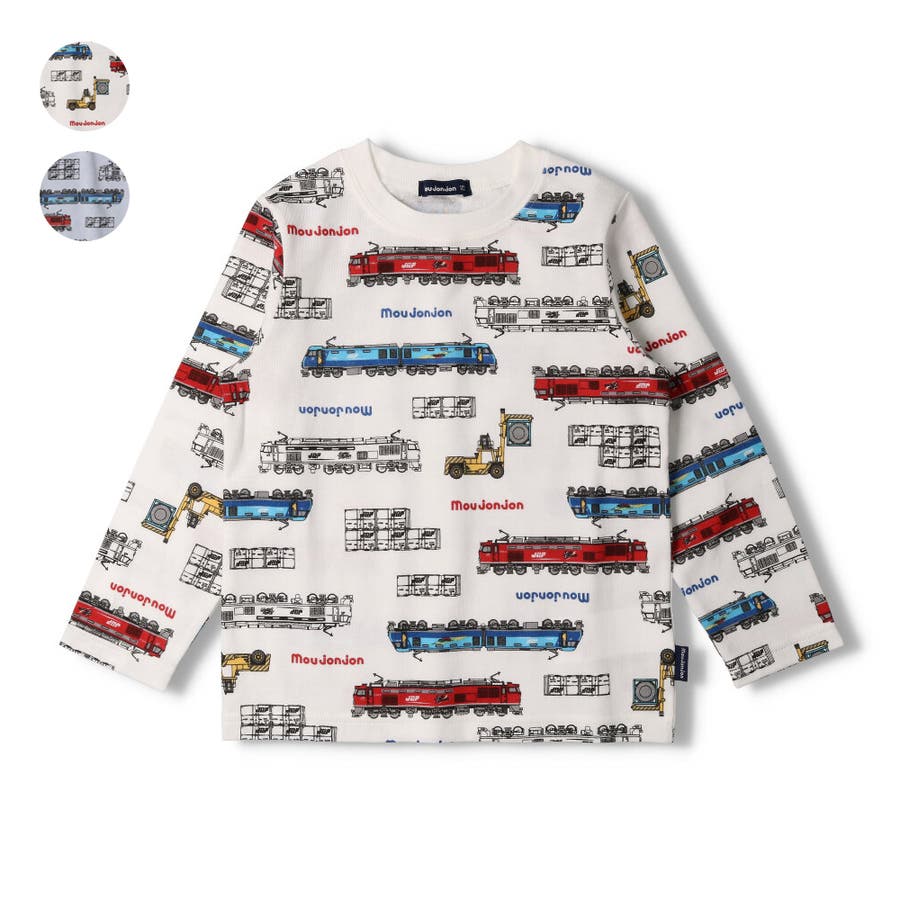 日本製JR貨物電車総柄長袖Ｔシャツ[品番：MTIK0004096]｜こども