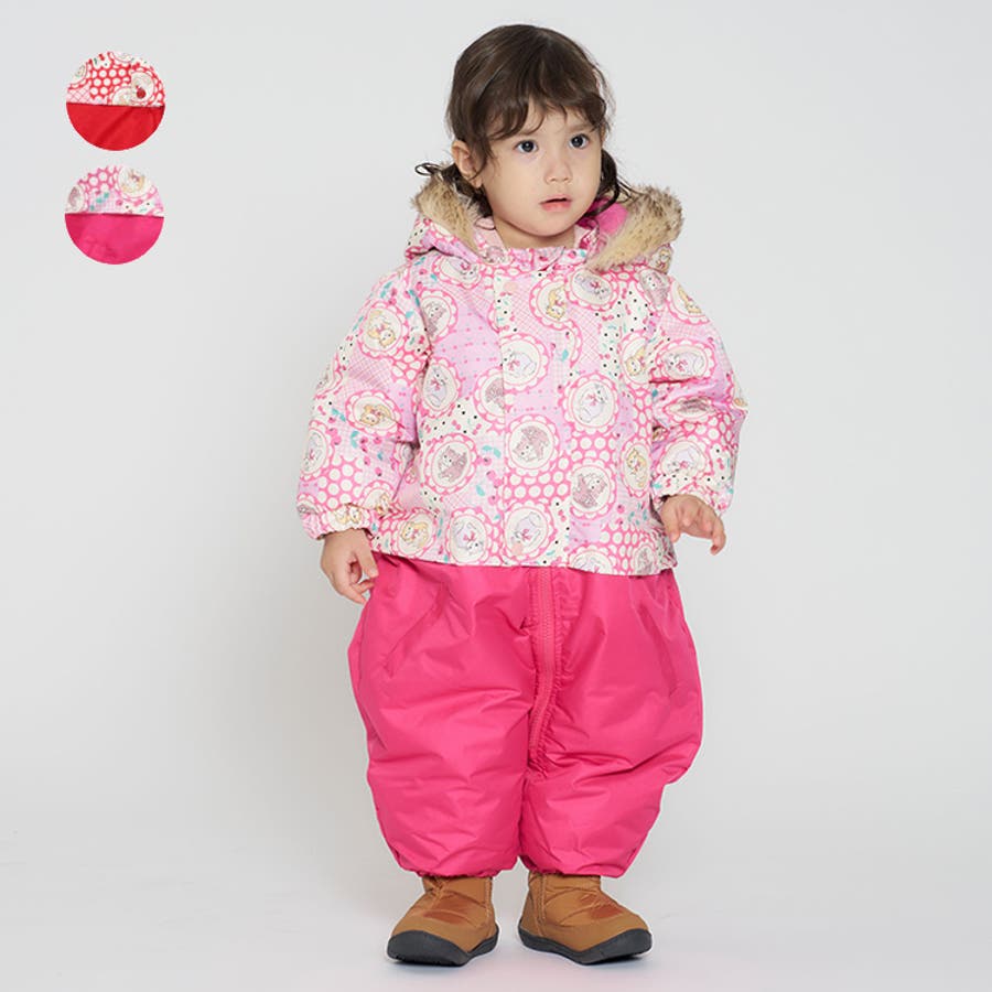 kuling ピンク チェリー柄 スノーウェア 104cm kuling ピンク チェリー