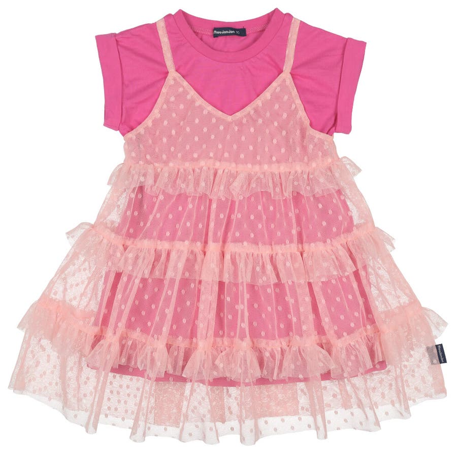 Moujonjon ドット柄チュール重ね着半袖tワンピース 80cm 140cm 品番 Mtik こどもの森e Shop コドモノモリイーショップ のキッズファッション通販 Shoplist ショップリスト