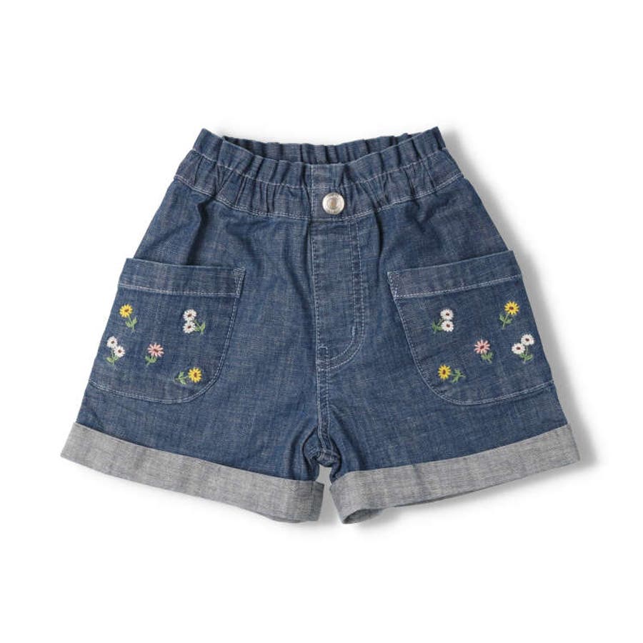 【美品】SKY HIGH FARM デニムショートパンツ　花刺繍 花刺繍デニムショートパンツ 90cm～140cm M43113[品番：MTIK0010960