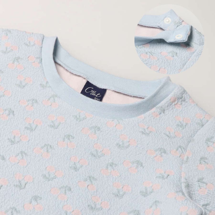 さくらんぼ柄ジャガード長袖Tシャツ・ロンT 80cm～130cm N22802[品番