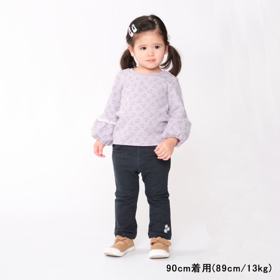 さくらんぼ柄ジャガード長袖Tシャツ・ロンT 80cm～130cm N22802[品番