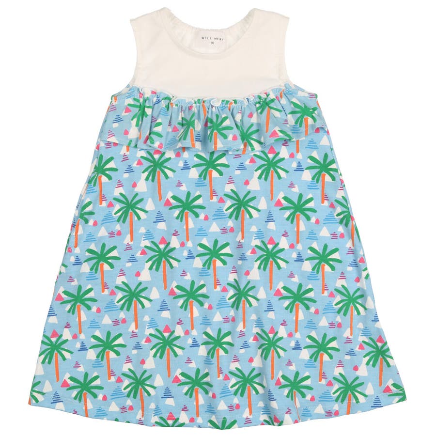 Will Mery ヤシの木柄切替ノースリーブワンピース 品番 Mtik こどもの森e Shop コドモノモリイーショップ のキッズファッション通販 Shoplist ショップリスト