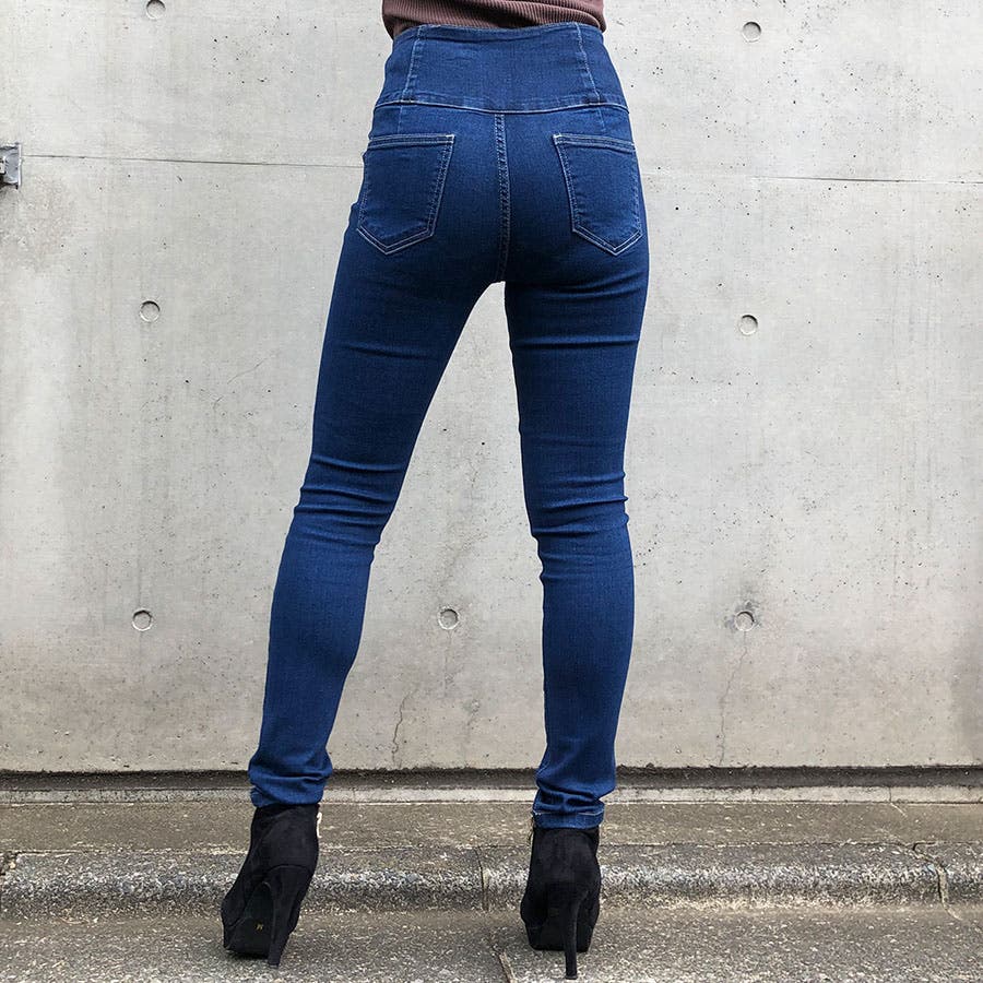 ミドルウエスト BACK SKIMPYスキニーデニムパンツ[品番