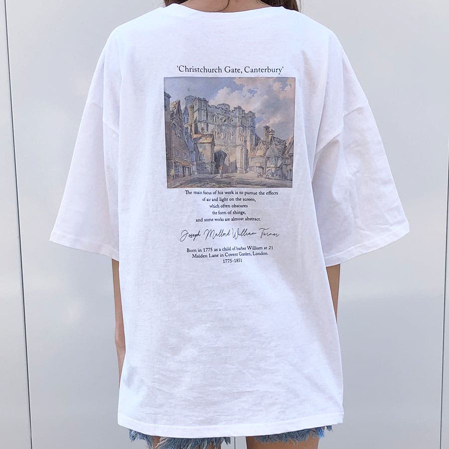 絵画風バックフォトプリントビッグTシャツ[品番：MJNW0000785]｜me