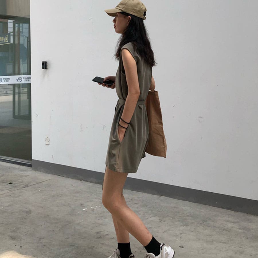 ベルト付きショートパンツオールインワン[品番：MJNW0002827