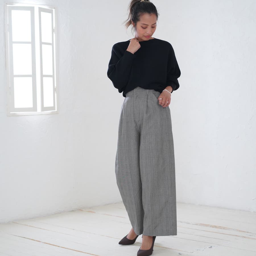 美品】LAYMEE チェックワイドパンツ ブレンディパンツ - メルカリ