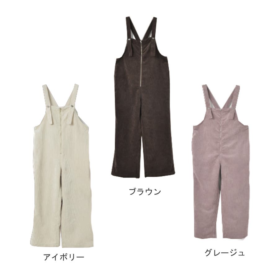 フロントZIPコーデュロイサロペット パンツ オーバーオール[品番
