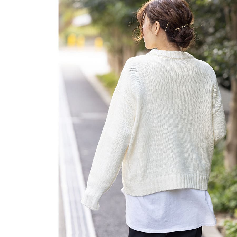 アームウォーマーセットニットトップス(F IVORY): TOPS