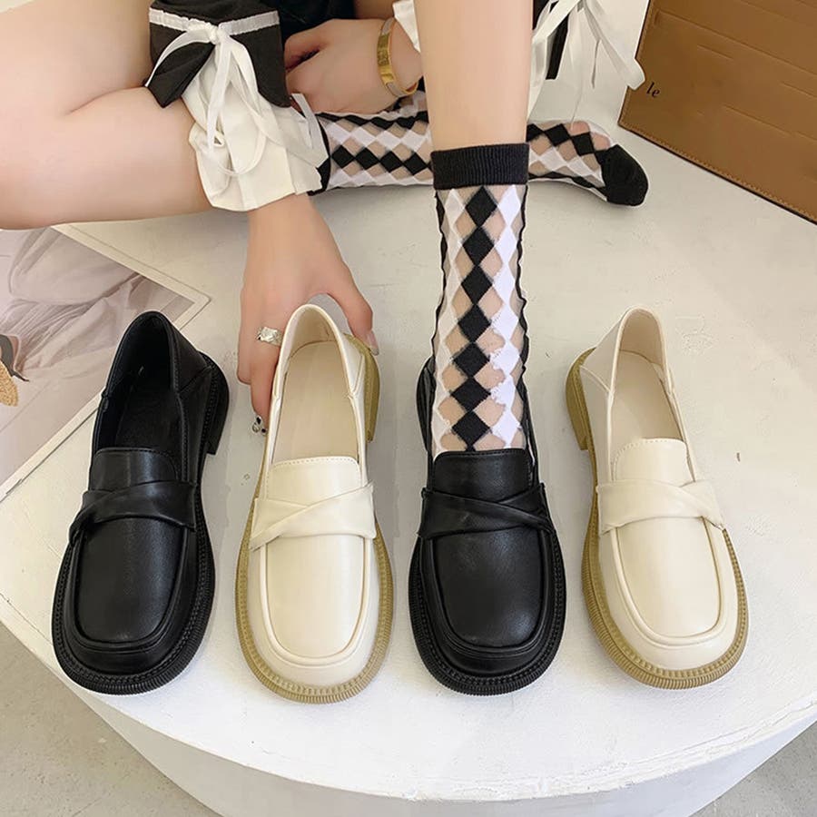 注目 ローファー レディース 厚底靴[品番：II000010938 パンプス 靴